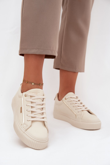 Féminin Chaussures modèle baskets en cuir écologique Big Star SS274027 beige-couleur dorée 2