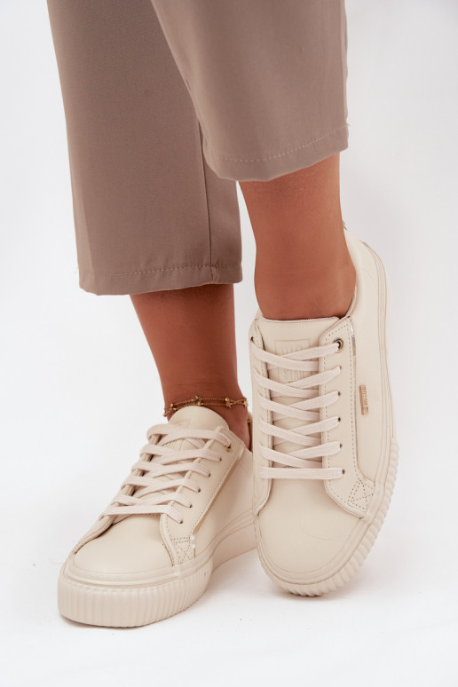 Féminin Chaussures modèle baskets en cuir écologique Big Star SS274027 beige-couleur dorée