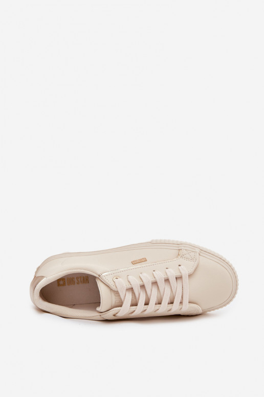 Féminin Chaussures modèle baskets en cuir écologique Big Star SS274027 beige-couleur dorée