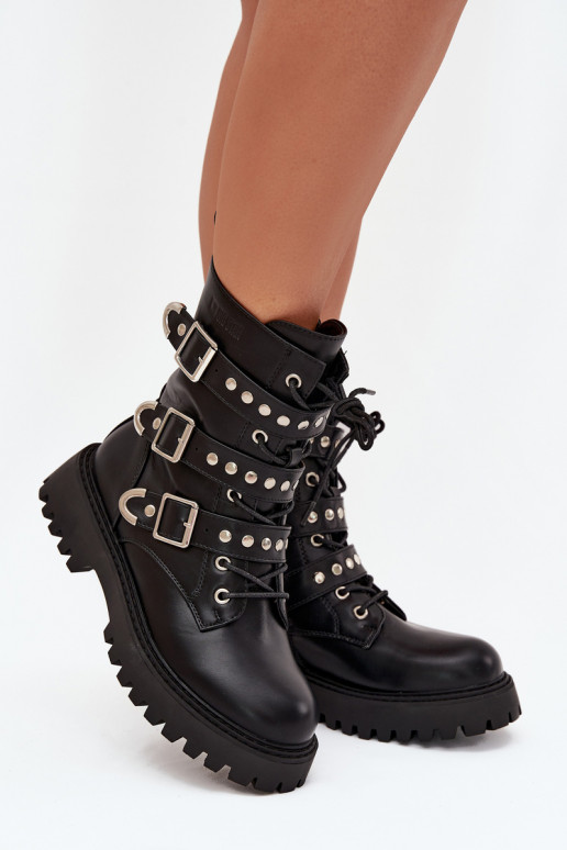 réchauffer Bottines de travail avec des bandes I avec bouclesmi Big Star OO274707 couleur noire réchauffer Bottines de travail avec des bandes I avec bouclesmi Big Star OO274707 couleur noire