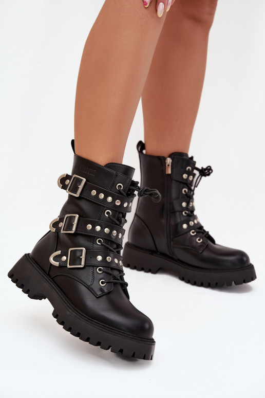 réchauffer Bottines de travail avec des bandes I avec bouclesmi Big Star OO274707 couleur noire réchauffer Bottines de travail avec des bandes I avec bouclesmi Big Star OO274707 couleur noire