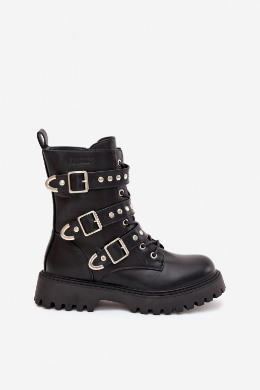 réchauffer Bottines de travail avec des bandes I avec bouclesmi Big Star OO274707 couleur noire réchauffer Bottines de travail avec des bandes I avec bouclesmi Big Star OO274707 couleur noire