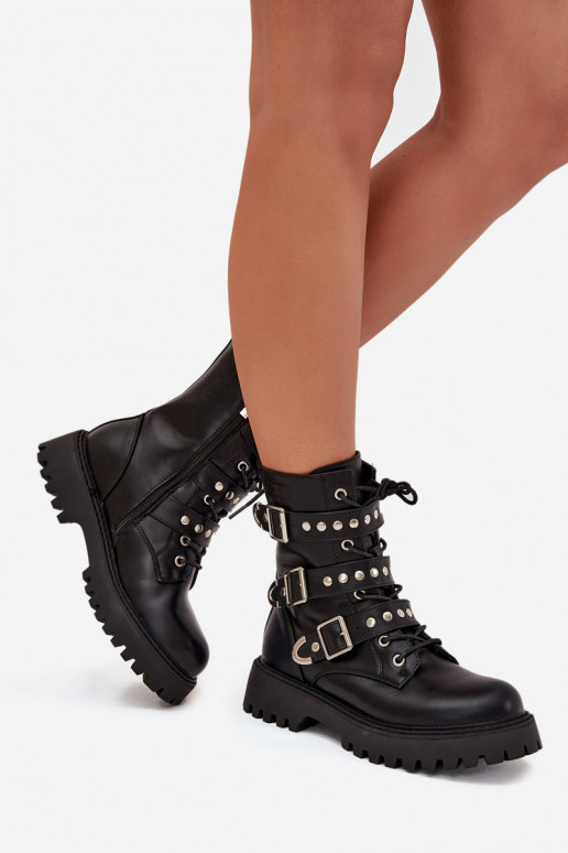 réchauffer Bottines de travail avec des bandes I avec bouclesmi Big Star OO274707 couleur noire réchauffer Bottines de travail avec des bandes I avec bouclesmi Big Star OO274707 couleur noire