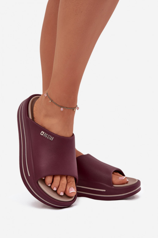 Pantoufles pour femmes avec une plateforme Big Star SS274425 Bourgogne