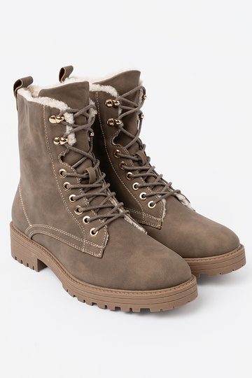 Élégant Bottes sombrebeige z grubą podeszÀą