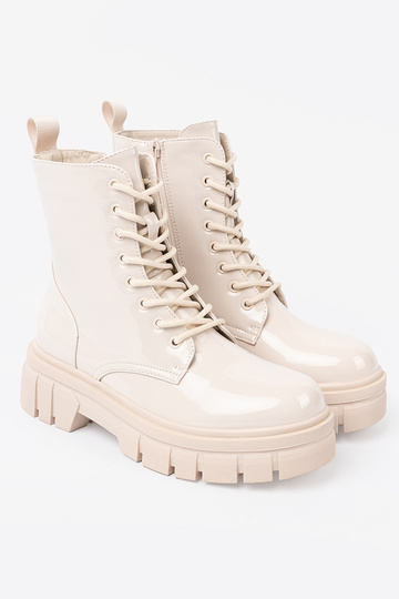 Élégant bottes d équitation hautes laqué À odcieniu brillammentbeigem