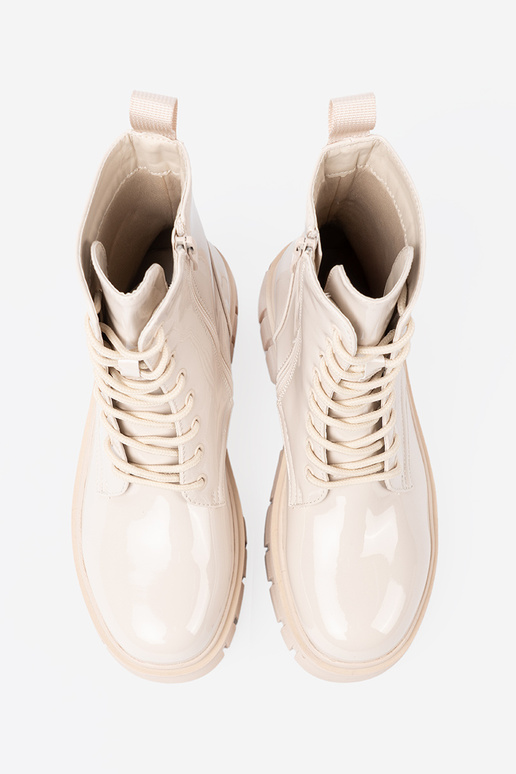 Élégant bottes d équitation hautes laqué À odcieniu brillammentbeigem