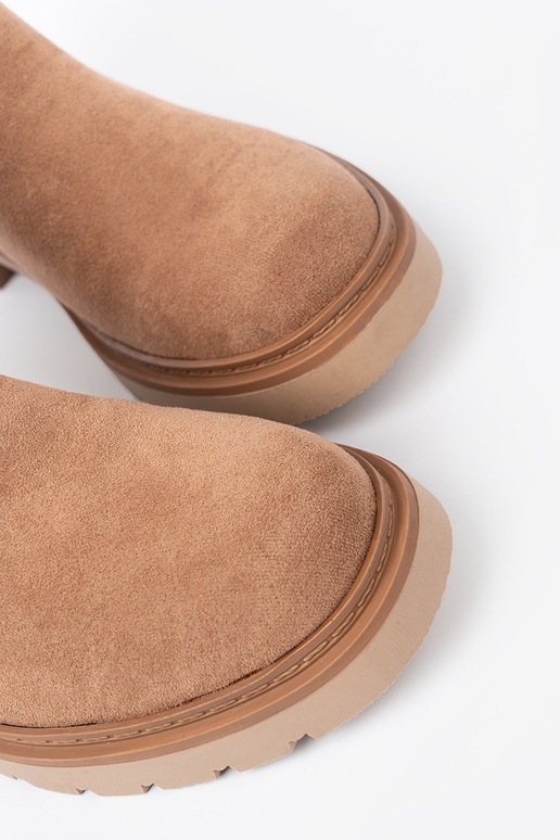 Minimalistyczne chaussures kameloÀe z miękkiego zamszu