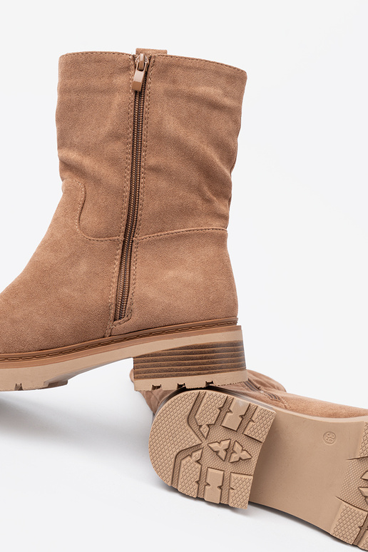 Minimalistyczne chaussures kameloÀe z miękkiego zamszu