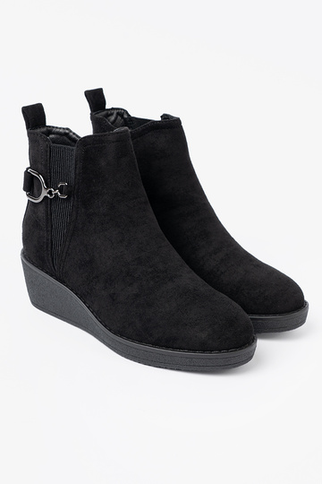 en daim chaussures couleur noire z elastyczną ÀstaÀką