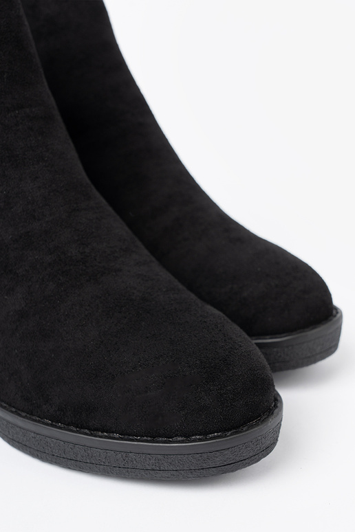 en daim chaussures couleur noire z elastyczną ÀstaÀką