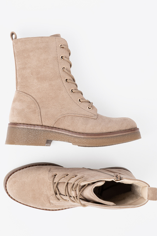 Élégant beige bottes d équitation hautes z okrągłym noskiem