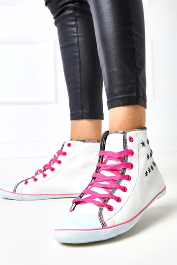 Bottines blanches montantes avec un motif géométrique "Kalert" 2