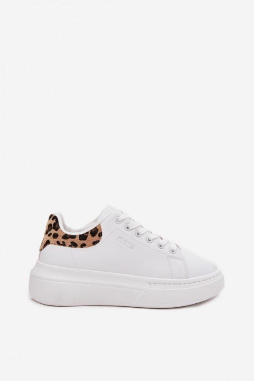 Chaussures modèle baskets Féminin avec une plateforme Big Star SS274247 couleur blanche avec des motifs en fourrure de léopard