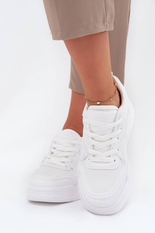 Chaussures modèle baskets Féminin avec une plateforme Big Star SS274590 HI-POLY SYSTEM couleur blanche