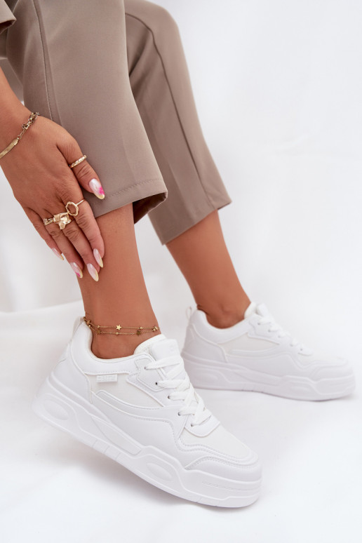 Chaussures modèle baskets Féminin avec une plateforme Big Star SS274590 HI-POLY SYSTEM couleur blanche