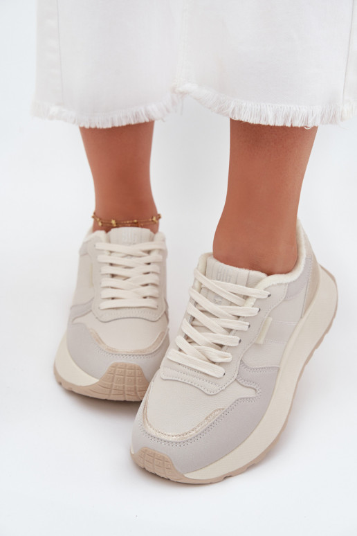 réchauffer Chaussures modèle baskets Féminin avec une plateforme Big Star SS274008 HI-POLY SYSTEM couleur ivoire