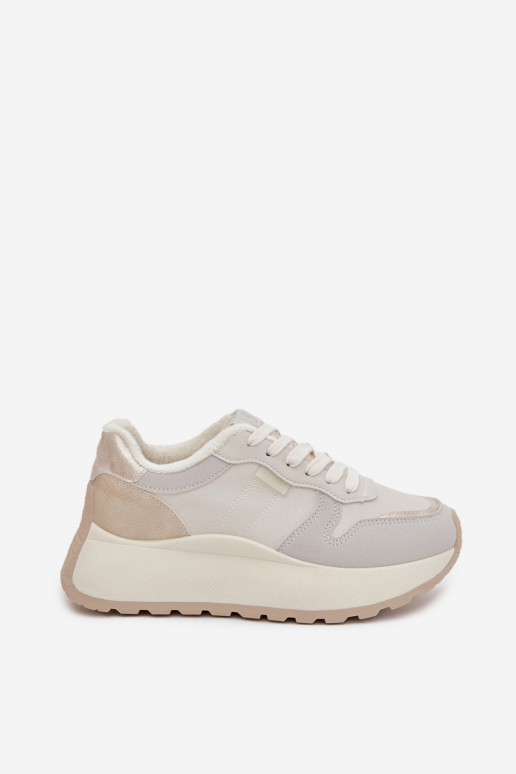 réchauffer Chaussures modèle baskets Féminin avec une plateforme Big Star SS274008 HI-POLY SYSTEM couleur ivoire