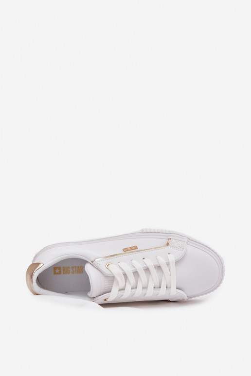 Féminin Chaussures modèle baskets en cuir écologique Big Star SS274026 Blanc-couleur dorée