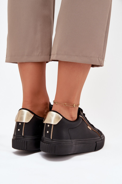 Féminin Chaussures modèle baskets en cuir écologique Big Star SS274025 Noir et-couleur dorée Féminin Chaussures modèle baskets en cuir écologique Big Star SS274025 Noir et-couleur dorée