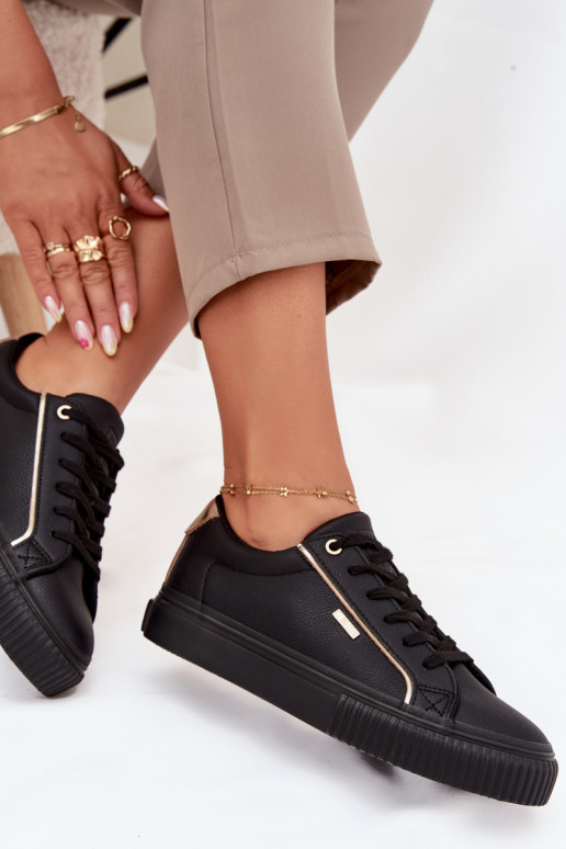 Féminin Chaussures modèle baskets en cuir écologique Big Star SS274025 Noir et-couleur dorée Féminin Chaussures modèle baskets en cuir écologique Big Star SS274025 Noir et-couleur dorée