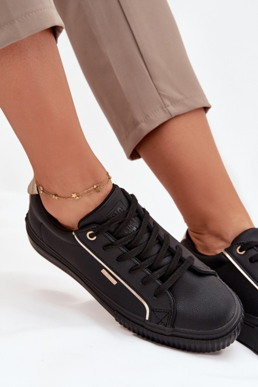 Féminin Chaussures modèle baskets en cuir écologique Big Star SS274025 Noir et-couleur dorée Féminin Chaussures modèle baskets en cuir écologique Big Star SS274025 Noir et-couleur dorée