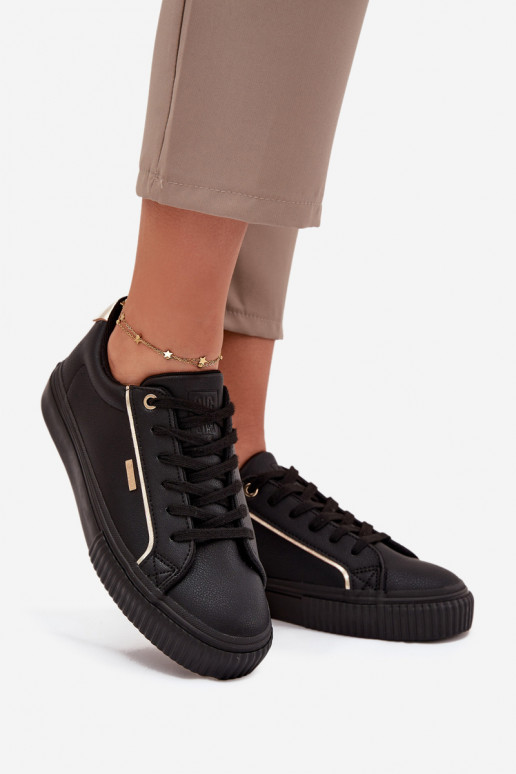Féminin Chaussures modèle baskets en cuir écologique Big Star SS274025 Noir et-couleur dorée Féminin Chaussures modèle baskets en cuir écologique Big Star SS274025 Noir et-couleur dorée
