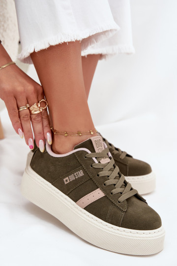 Baskets pour femmes couleur vert style sneakers avec plateforme Big Star SS274349