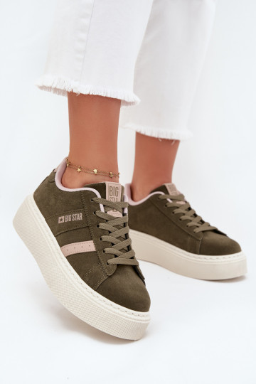 Chaussures modèle baskets Féminin avec une plateforme Big Star SS274349 couleur verte 2