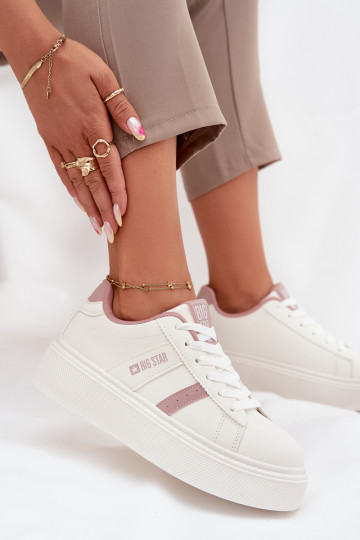 Chaussures modèle baskets Féminin avec une plateforme Big Star SS274346 couleur blanche