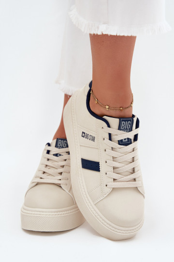 Chaussures modèle baskets Féminin avec une plateforme Big Star SS274347 couleur ivoire
