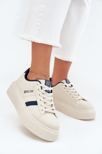 Chaussures modèle baskets Féminin avec une plateforme Big Star SS274347 couleur ivoire 2