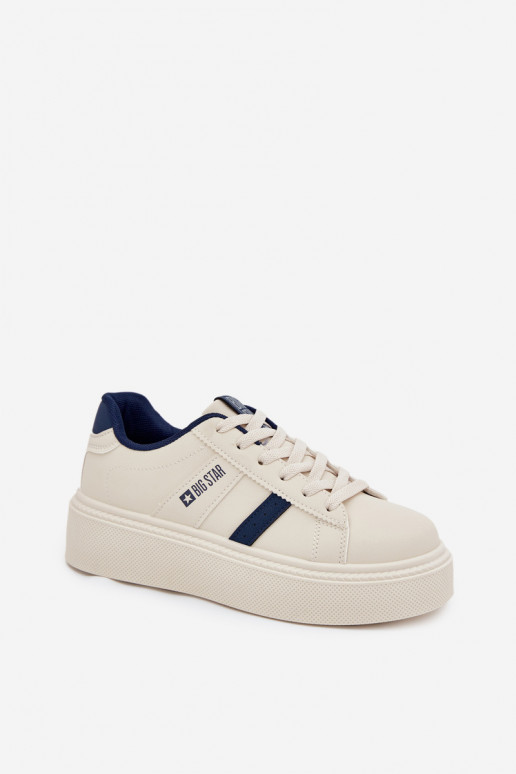 Chaussures modèle baskets Féminin avec une plateforme Big Star SS274347 couleur ivoire Chaussures modèle baskets Féminin avec une plateforme Big Star SS274347 couleur ivoire
