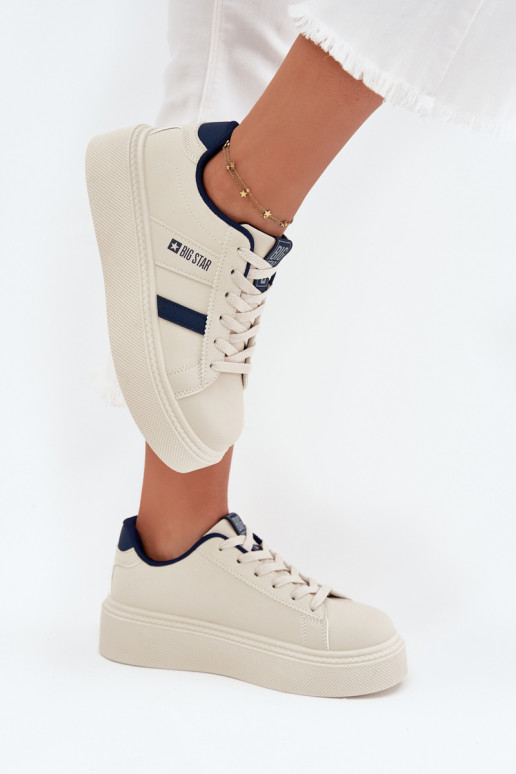 Chaussures modèle baskets Féminin avec une plateforme Big Star SS274347 couleur ivoire Chaussures modèle baskets Féminin avec une plateforme Big Star SS274347 couleur ivoire