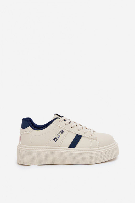 Chaussures modèle baskets Féminin avec une plateforme Big Star SS274347 couleur ivoire Chaussures modèle baskets Féminin avec une plateforme Big Star SS274347 couleur ivoire