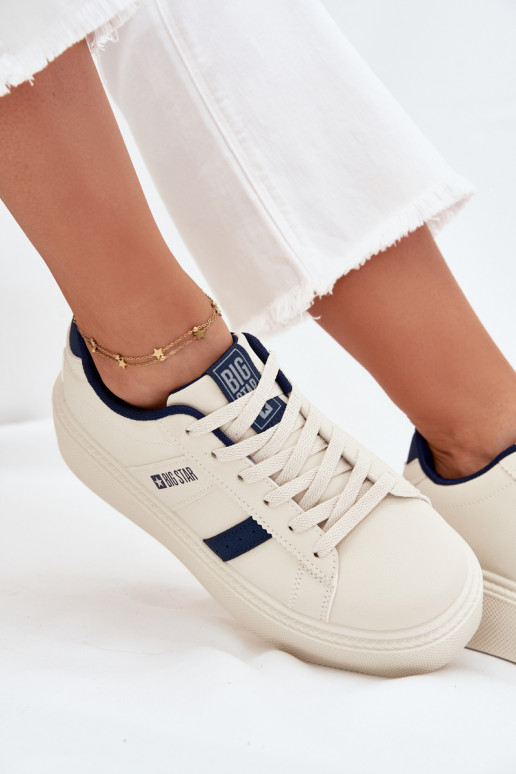 Chaussures modèle baskets Féminin avec une plateforme Big Star SS274347 couleur ivoire Chaussures modèle baskets Féminin avec une plateforme Big Star SS274347 couleur ivoire