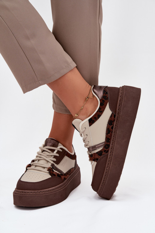 Féminin Chaussures modèle baskets avec une plateforme Big Star SS274356 avec des motifs en fourrure de léopard brun-beige Féminin Chaussures modèle baskets avec une plateforme Big Star SS274356 avec des motifs en fourrure de léopard brun-beige