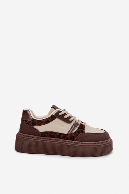 Féminin Chaussures modèle baskets avec une plateforme Big Star SS274356 avec des motifs en fourrure de léopard brun-beige Féminin Chaussures modèle baskets avec une plateforme Big Star SS274356 avec des motifs en fourrure de léopard brun-beige