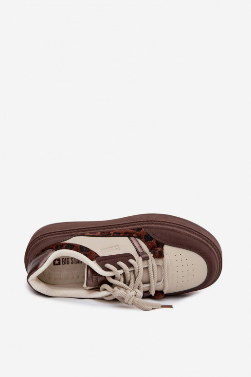 Féminin Chaussures modèle baskets avec une plateforme Big Star SS274356 avec des motifs en fourrure de léopard brun-beige Féminin Chaussures modèle baskets avec une plateforme Big Star SS274356 avec des motifs en fourrure de léopard brun-beige