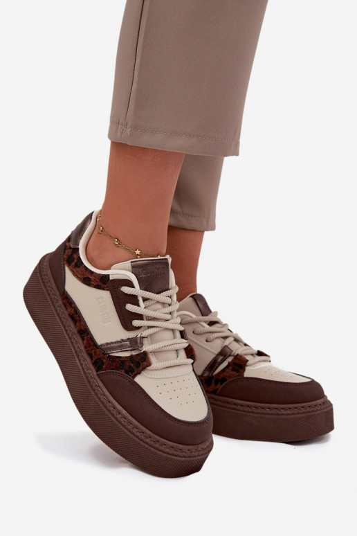 Féminin Chaussures modèle baskets avec une plateforme Big Star SS274356 avec des motifs en fourrure de léopard brun-beige Féminin Chaussures modèle baskets avec une plateforme Big Star SS274356 avec des motifs en fourrure de léopard brun-beige