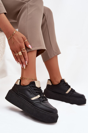 Baskets pour femmes couleur noir style sneakers avec plateforme Big Star SS274360
