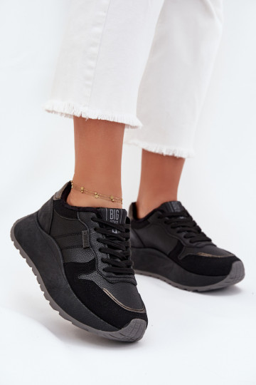 réchauffer Chaussures modèle baskets Féminin avec une plateforme Big Star SS274007 HI-POLY SYSTEM couleur noire