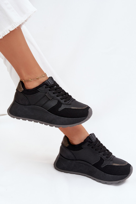 réchauffer Chaussures modèle baskets Féminin avec une plateforme Big Star SS274007 HI-POLY SYSTEM couleur noire