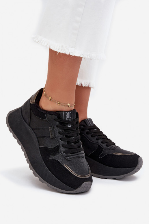 réchauffer Chaussures modèle baskets Féminin avec une plateforme Big Star SS274007 HI-POLY SYSTEM couleur noire