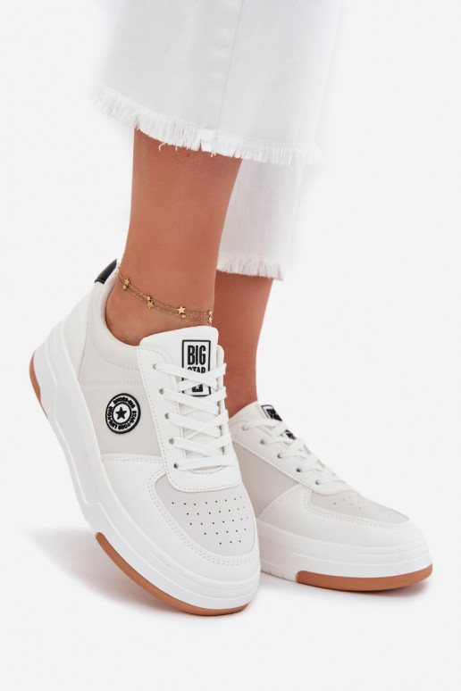 Chaussures modèle baskets Féminin avec une plateforme Big Star RR274572 HI-POLY SYSTEM couleur blanche