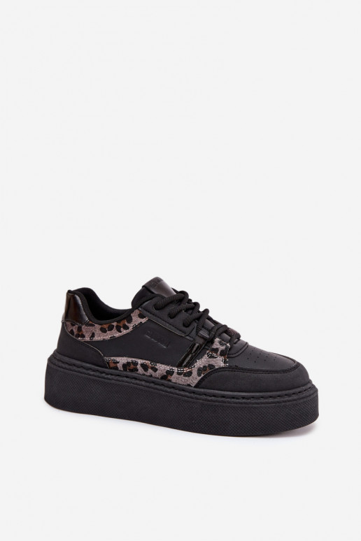 Féminin Chaussures modèle baskets avec une plateforme Big Star SS274358 avec des motifs en fourrure de léopard couleur noire Féminin Chaussures modèle baskets avec une plateforme Big Star SS274358 avec des motifs en fourrure de léopard couleur noire