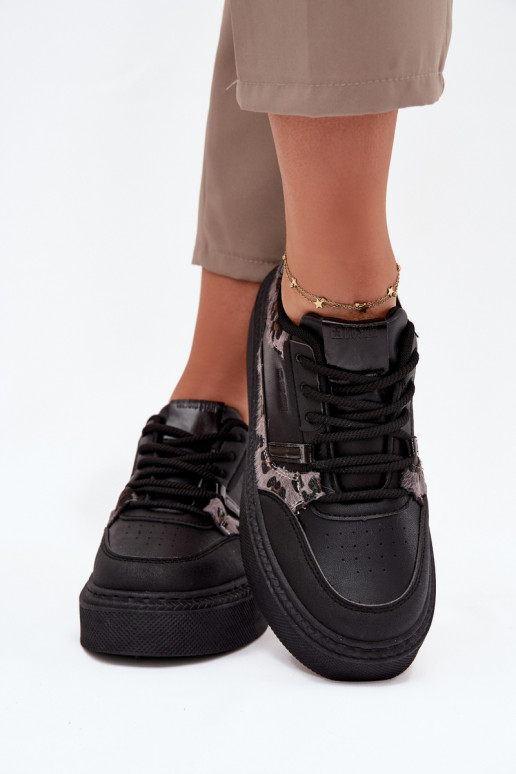 Féminin Chaussures modèle baskets avec une plateforme Big Star SS274358 avec des motifs en fourrure de léopard couleur noire Féminin Chaussures modèle baskets avec une plateforme Big Star SS274358 avec des motifs en fourrure de léopard couleur noire