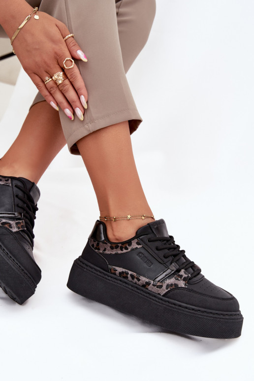 Féminin Chaussures modèle baskets avec une plateforme Big Star SS274358 avec des motifs en fourrure de léopard couleur noire Féminin Chaussures modèle baskets avec une plateforme Big Star SS274358 avec des motifs en fourrure de léopard couleur noire