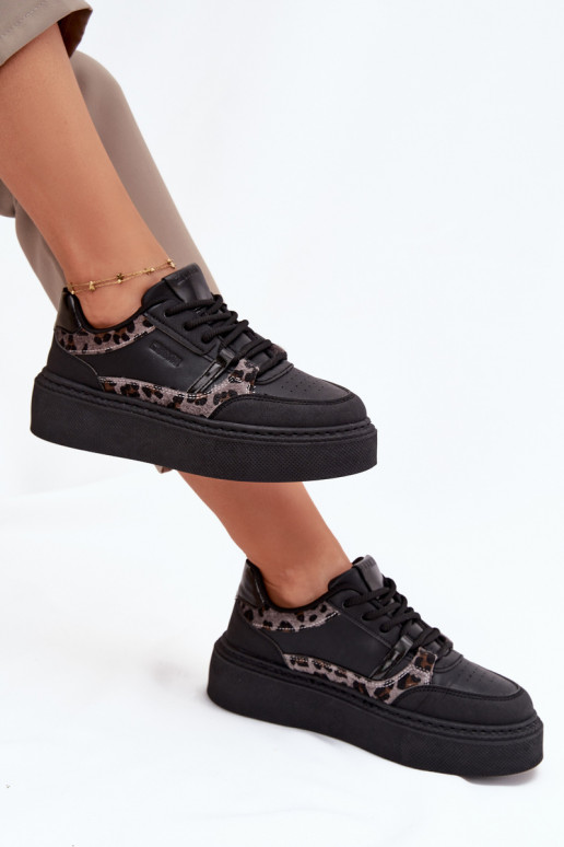Féminin Chaussures modèle baskets avec une plateforme Big Star SS274358 avec des motifs en fourrure de léopard couleur noire Féminin Chaussures modèle baskets avec une plateforme Big Star SS274358 avec des motifs en fourrure de léopard couleur noire