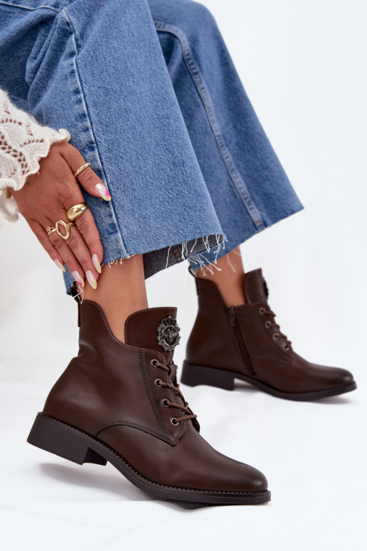 chaussures à talons bas pour femmes avec des talons larges Avec des décorations Detalem réchauffer marron Cylira chaussures à talons bas pour femmes avec des talons larges Avec des décorations Detalem réchauffer marron Cylira